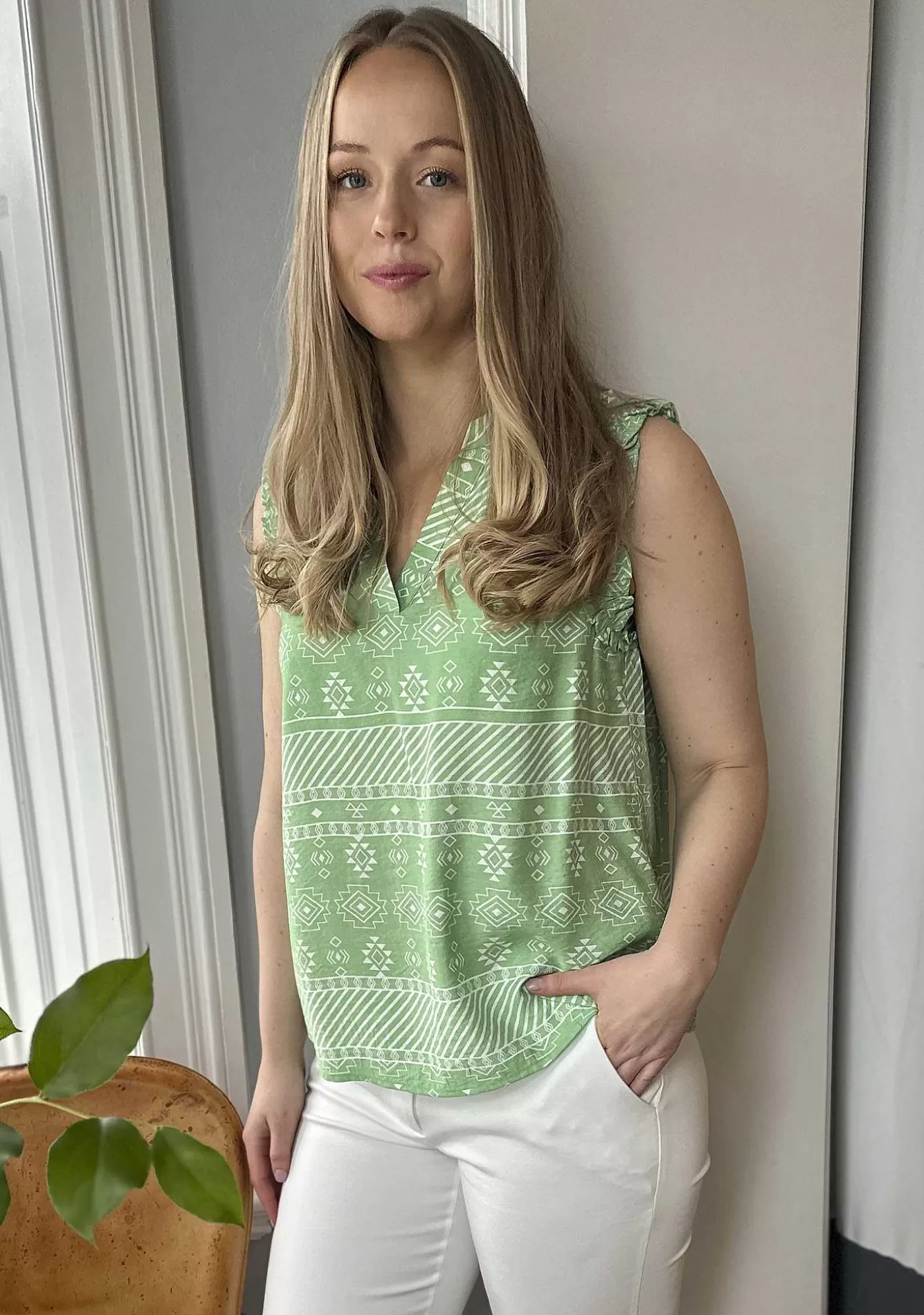 Sale Ane Top - Green Geo Kvinnor T-Shirtor Och Topp
