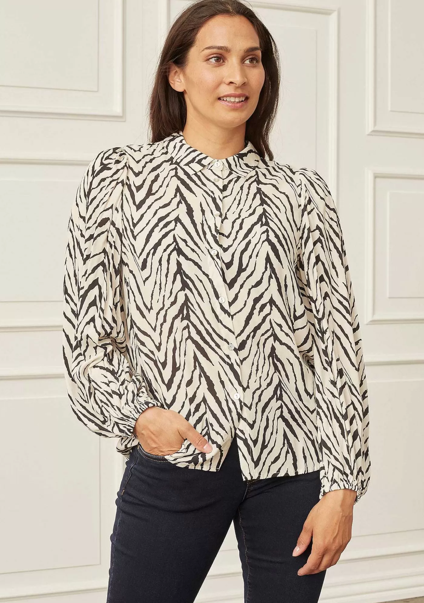 New Annica L/S Skjorta - Zebra Kvinnor Blusar Och Skjortor