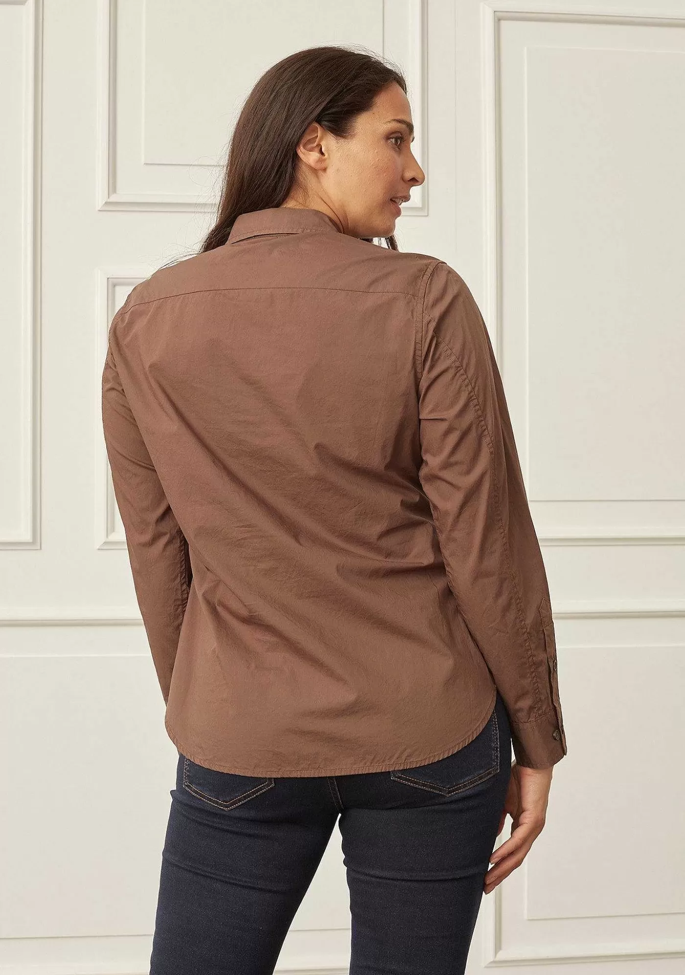 Flash Sale Bellis Classic Shirt - Morkbrun Kvinnor Blusar Och Skjortor