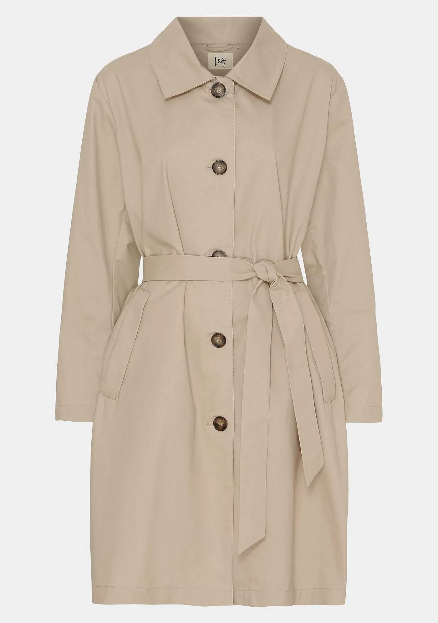 Fashion Botelle Belt Coat - Mork Sand Kvinnor Jackor