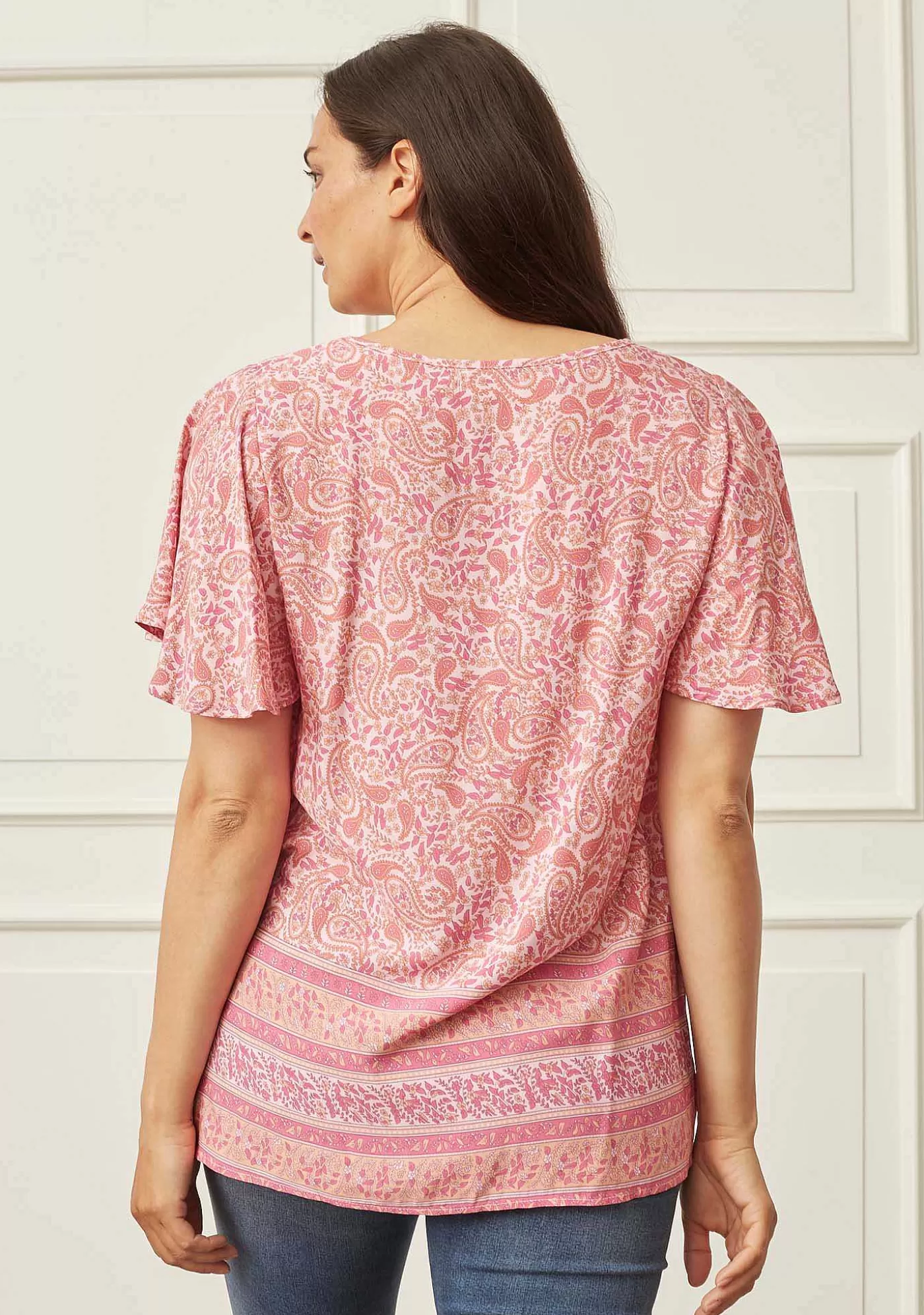 Clearance Chantal S/S Blus - Orange/Rosa Paisley Kvinnor Blusar Och Skjortor