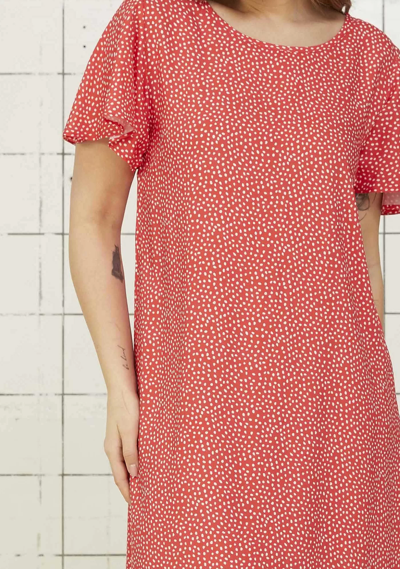 Best Sale Chantal S/S Klanning - Hibiscus/White Dot Kvinnor Klänningar