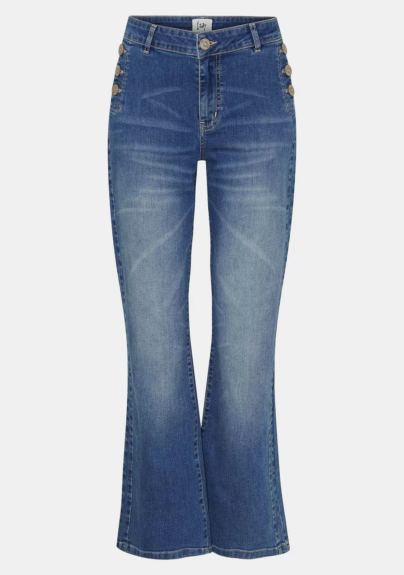 Cheap Como Button Jeans - Como Blue Wash Kvinnor Jeans
