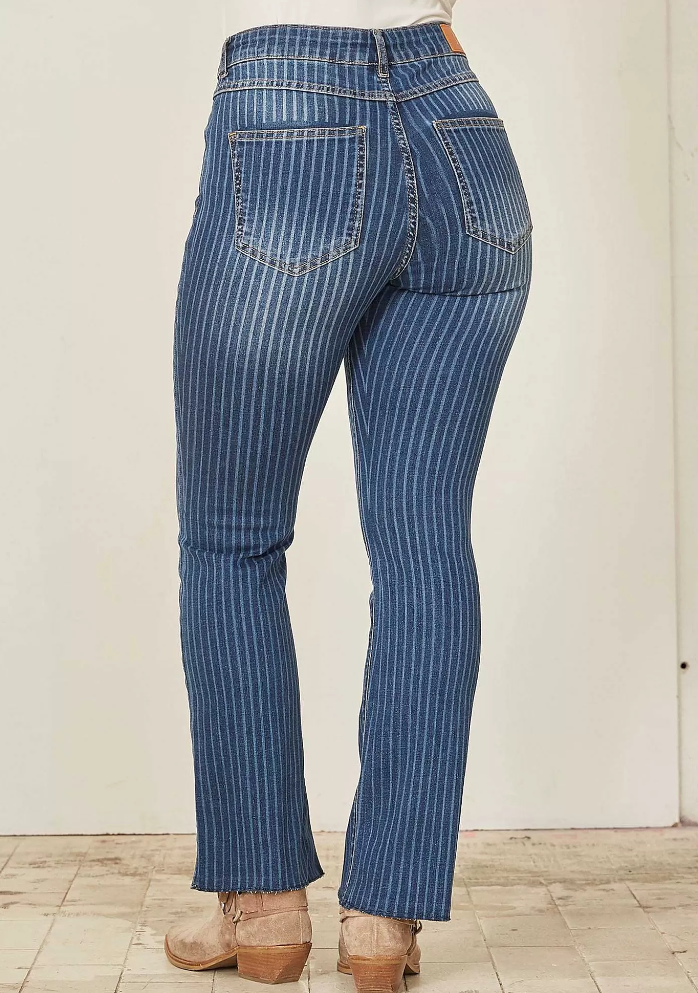 Best Como Striped Jeans - Denim Stripe Kvinnor Jeans