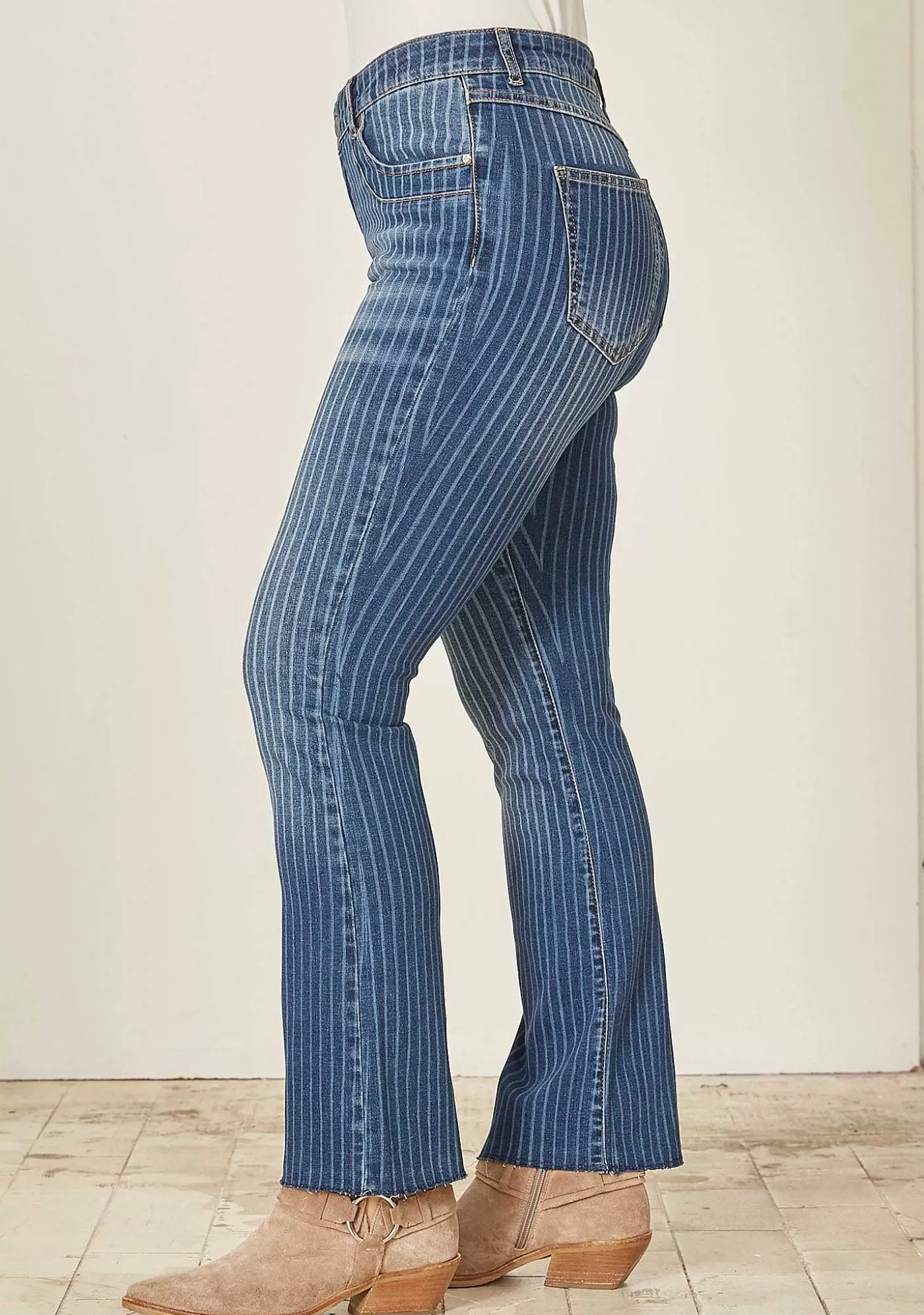 Best Como Striped Jeans - Denim Stripe Kvinnor Jeans
