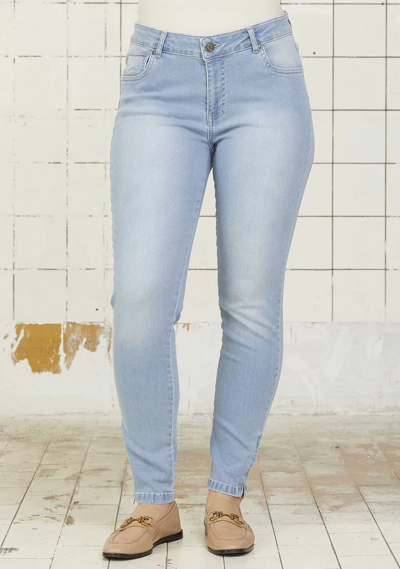 Cheap Como Zip Jeans - Basic Light Denim Kvinnor Jeans