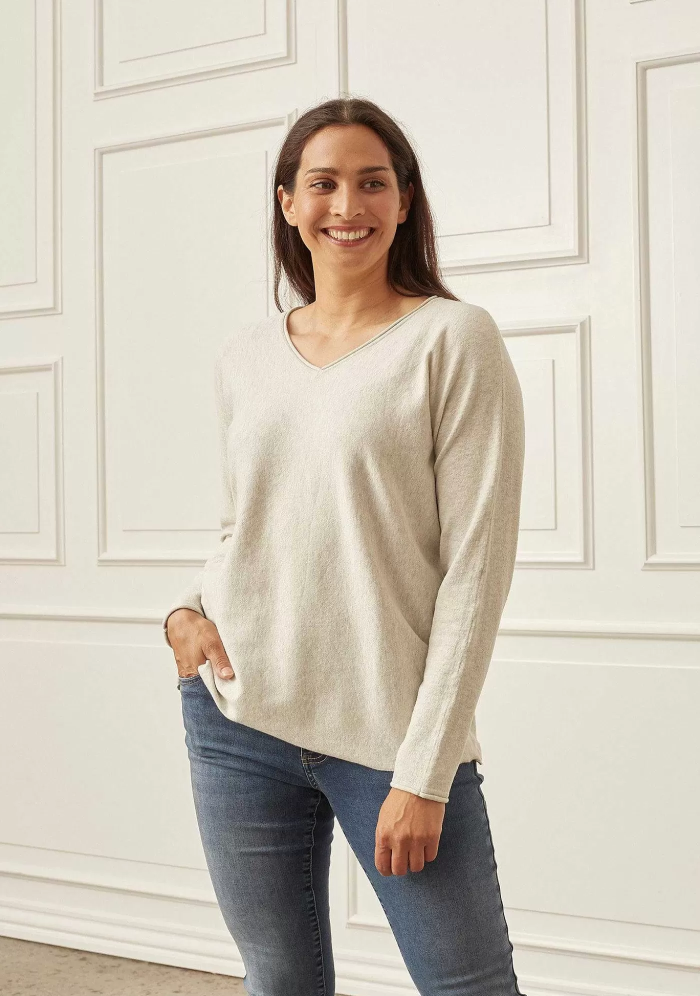 Best Sale Frigga V-Neck Pullover - Smokey Kvinnor Stickat
