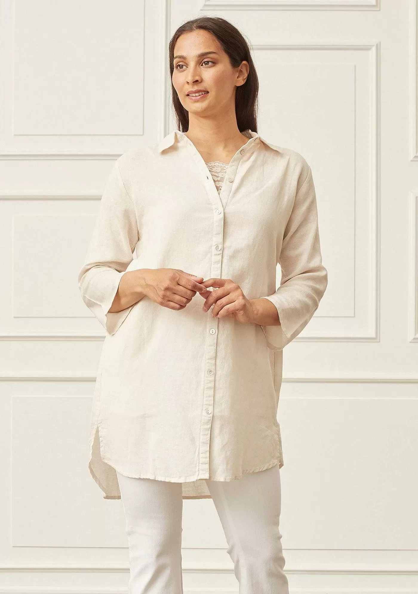 Online Gy Long Shirt - Sand Kvinnor Blusar Och Skjortor