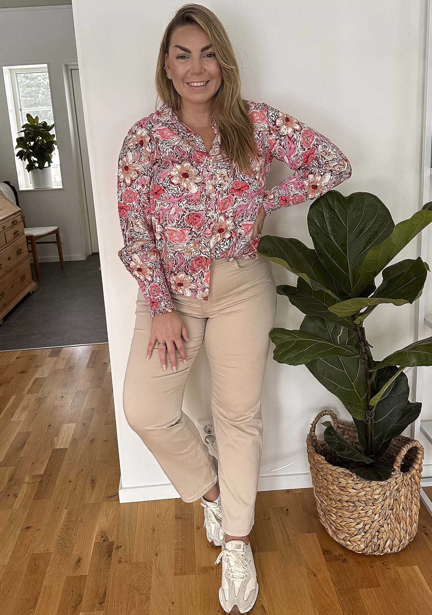 Online Gyta Smock Blus - Rosa Blomma Kvinnor Blusar Och Skjortor