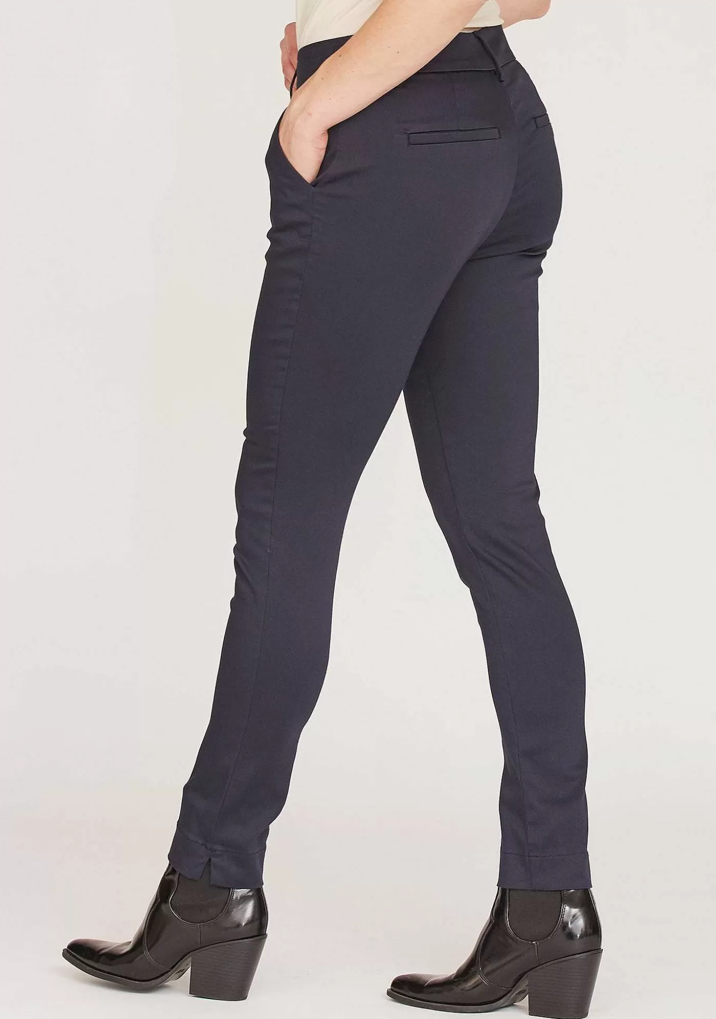 Fashion Chino Pant - Lang Marinbla Kvinnor Byxor