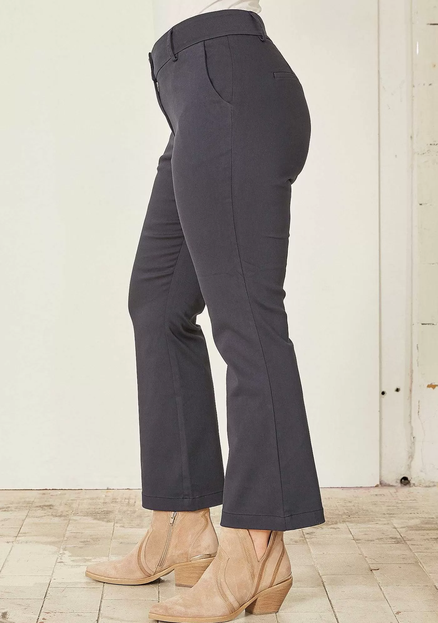 New Flare Pant - Marinbla Kvinnor Chinos