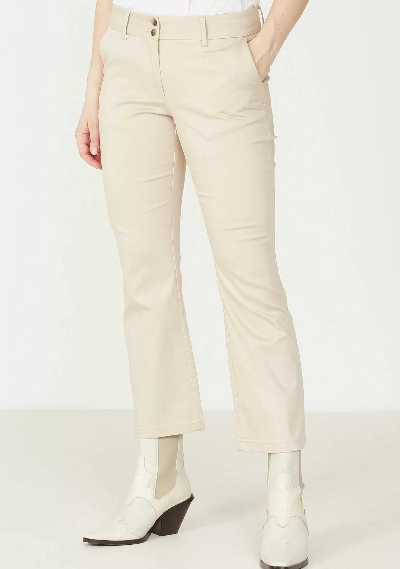 Cheap Flare Pant - Sand Kvinnor Chinos