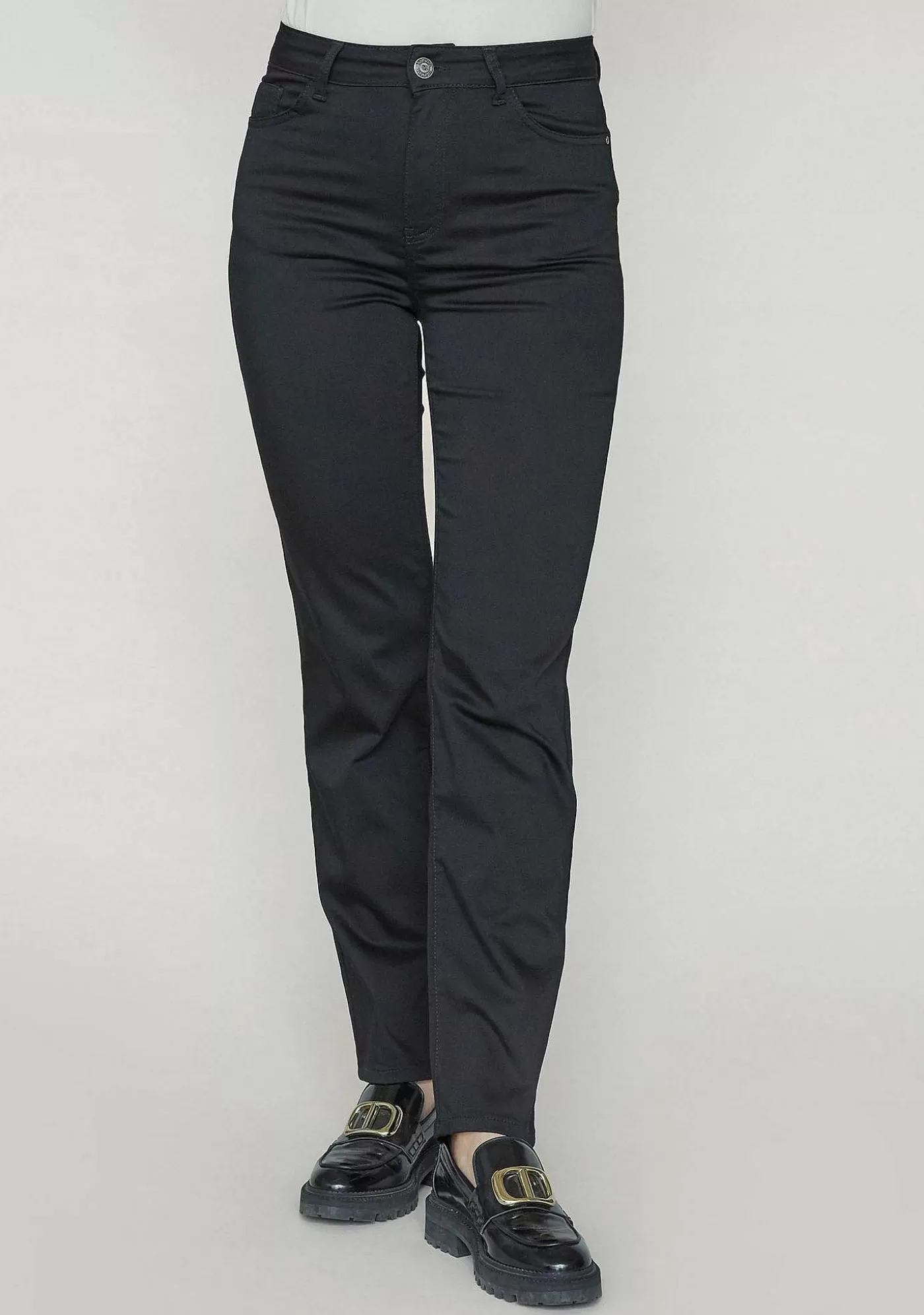 New Lang Rak Byxa - Svart Kvinnor Chinos