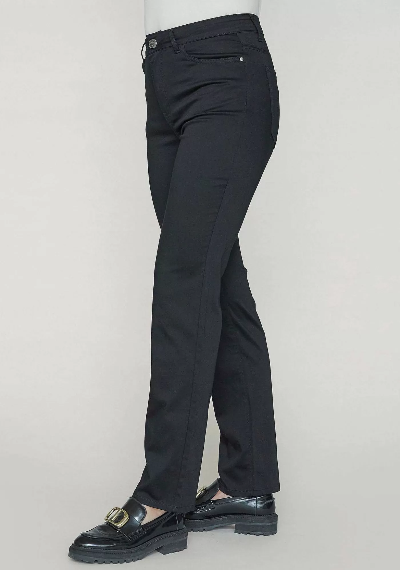 New Lang Rak Byxa - Svart Kvinnor Chinos
