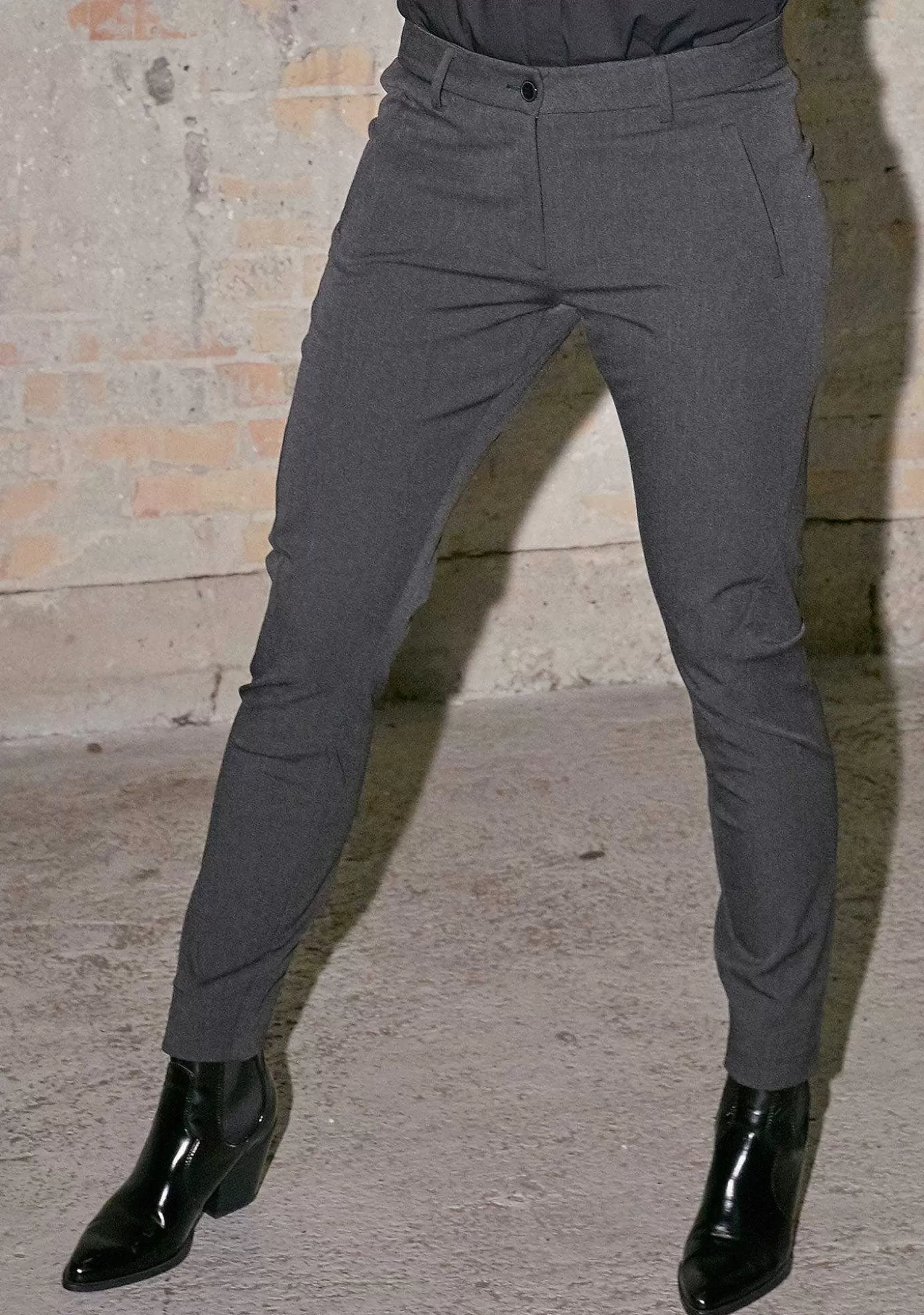 Outlet Stretch Pant - Morkgra Melange Kvinnor Byxor