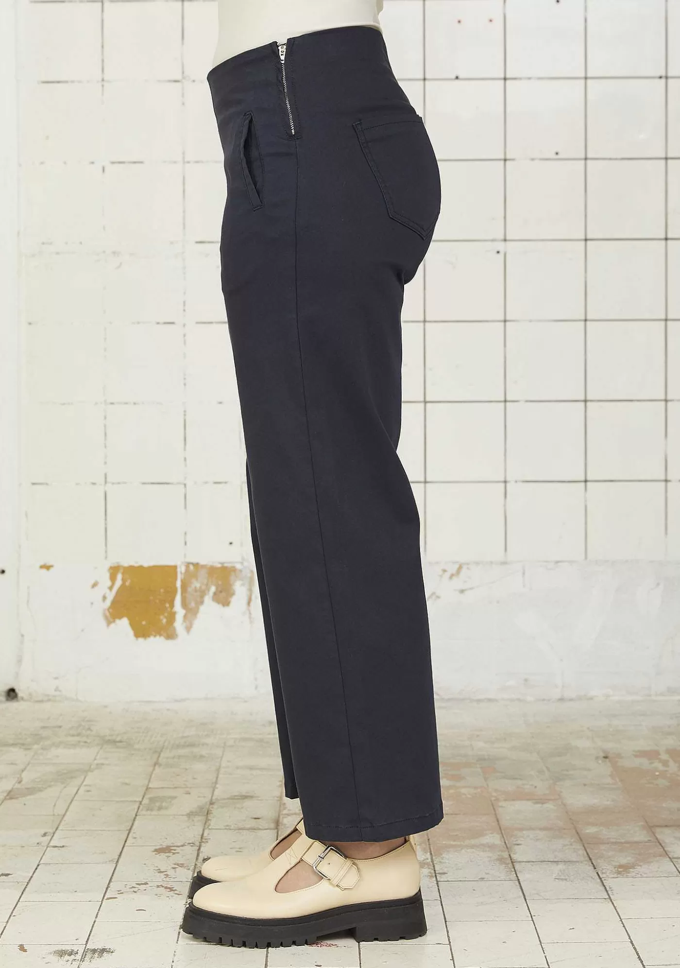 Cheap Wide Leg Pant - Marinbla Kvinnor Byxor