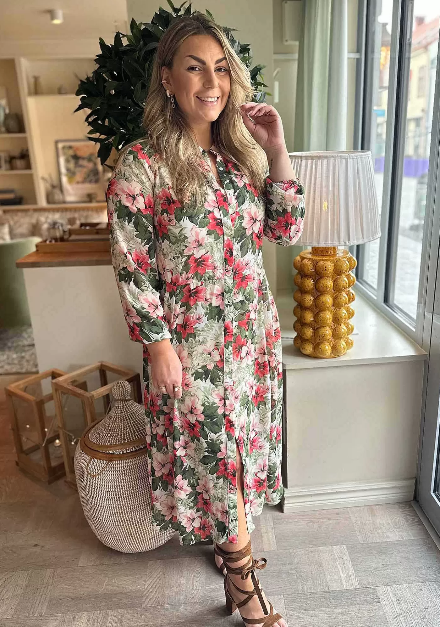 Sale Jodie Klanning - Gron Blomma Chiffong Kvinnor Klänningar