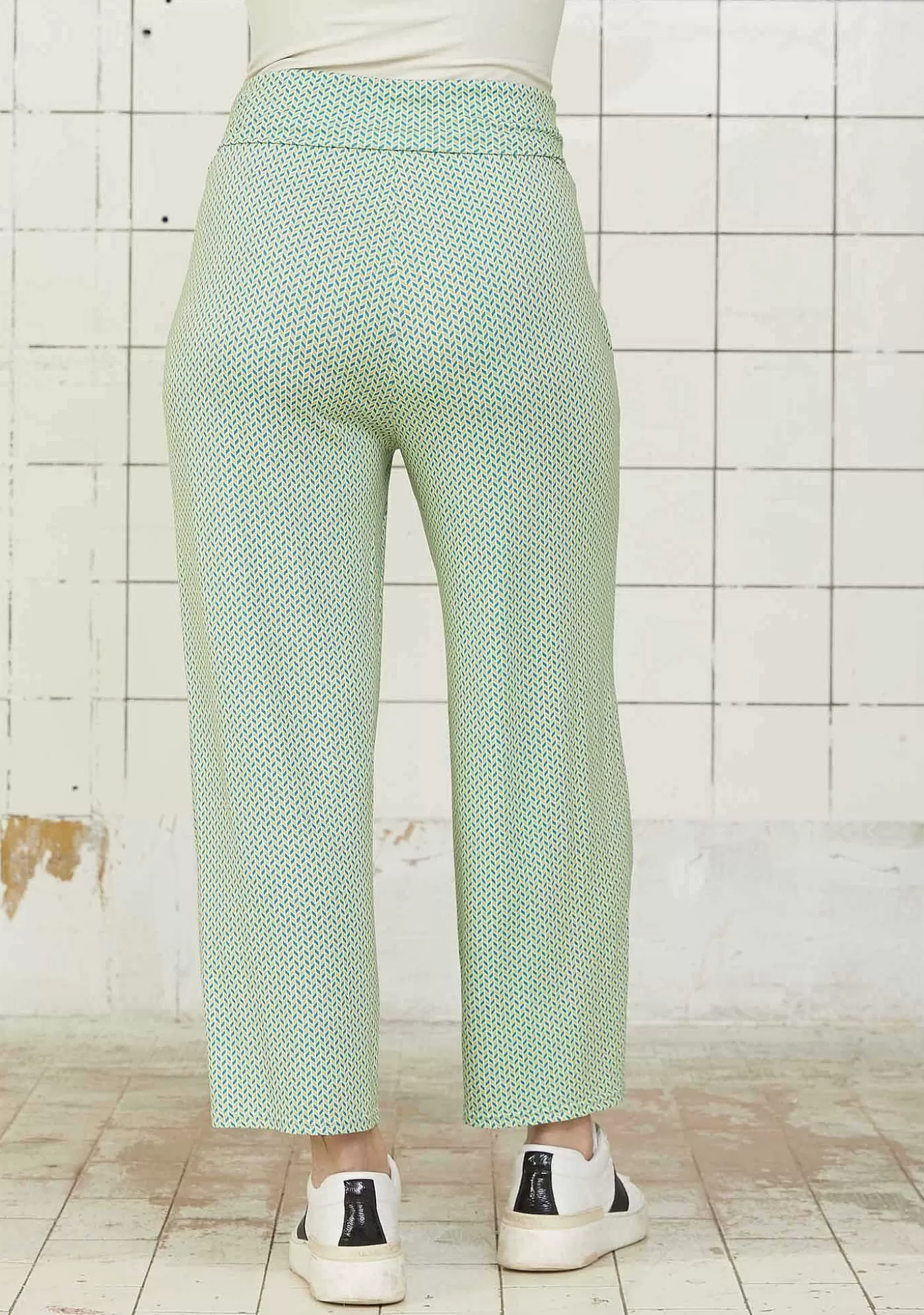 Store Karma Wide Pant - Emerald Geometric Kvinnor Byxor