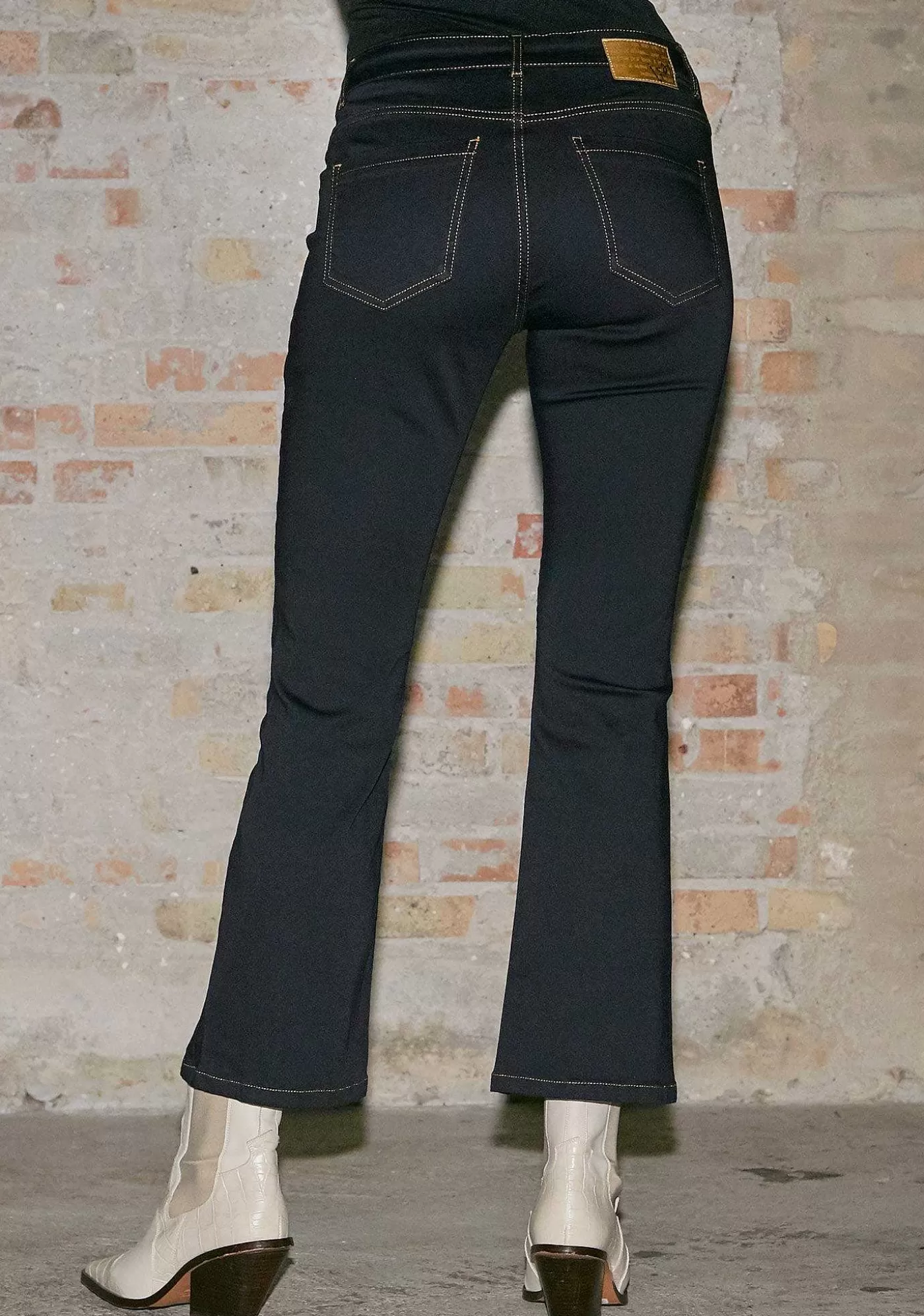 Outlet Lido Button Jeans - Denim Blue Unwashed Kvinnor Jeans