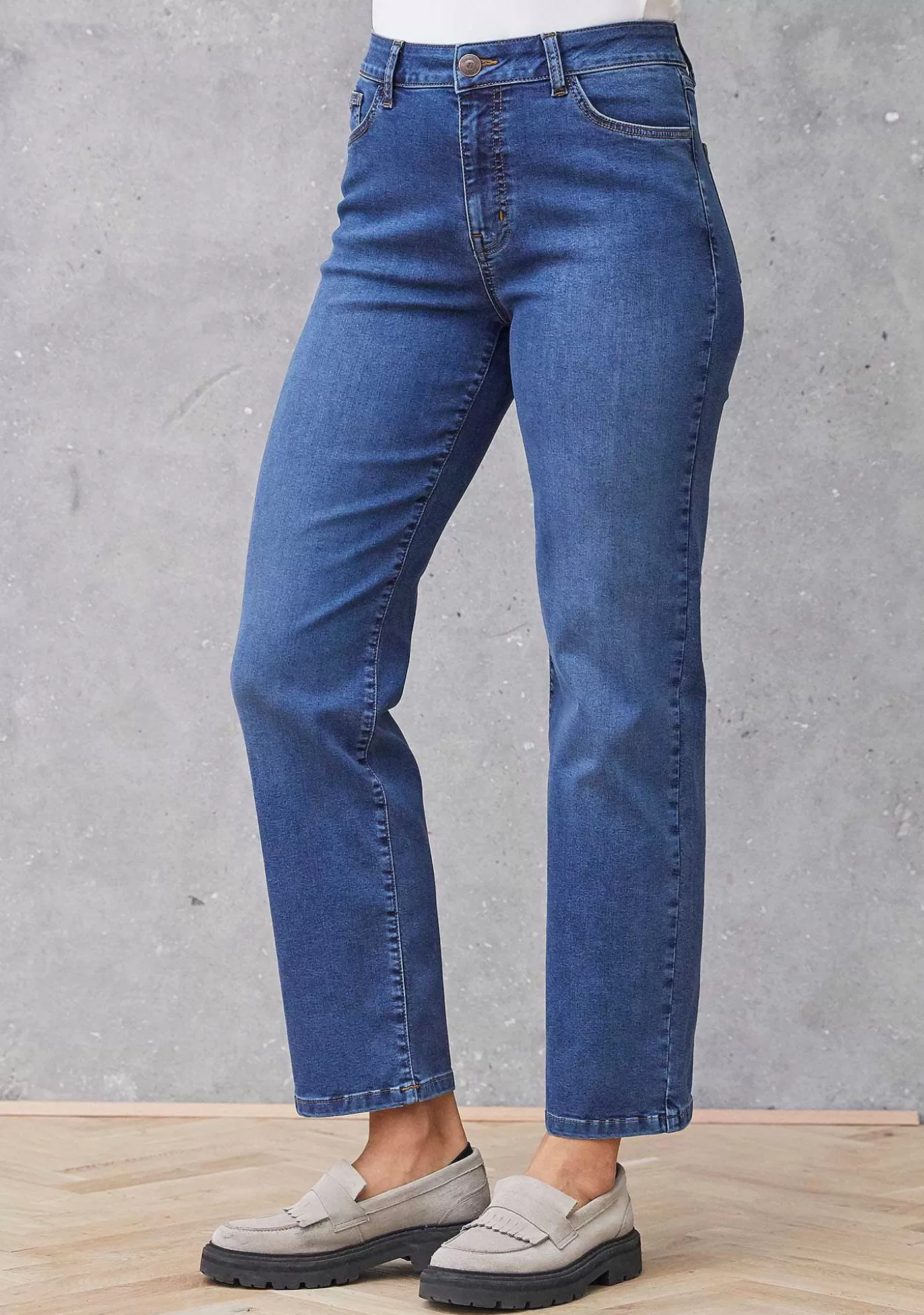 Sale Lido Raka Langa Jeans - Blue Wash Denim Kvinnor Jeans