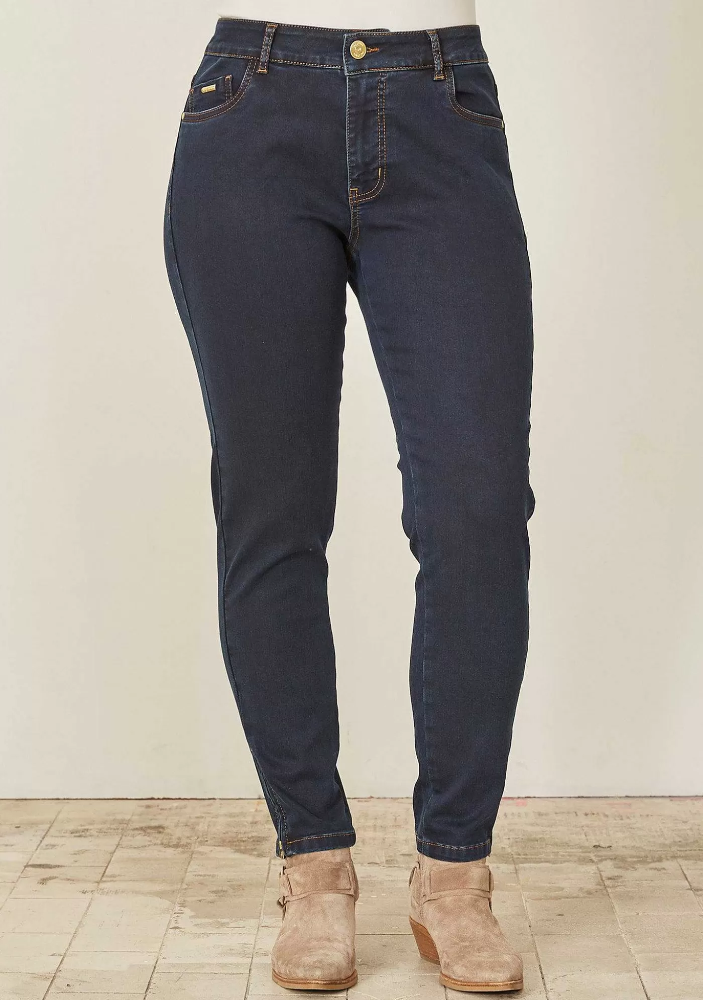 Fashion Lido Zip Jeans - Denim Blue Unwashed Kvinnor Jeans