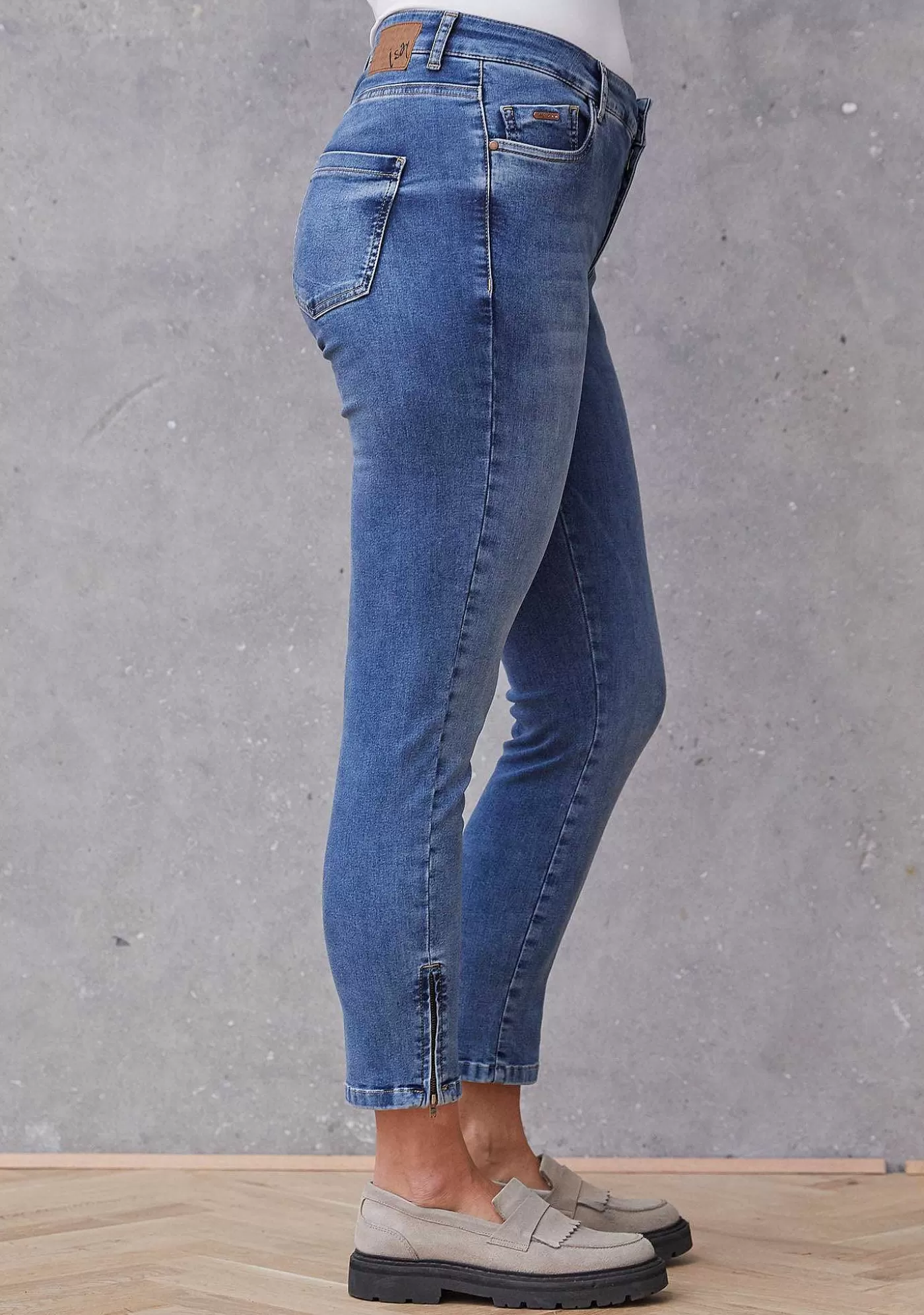 Hot Lido Zip Jeans - Ljusbla Denim Kvinnor Jeans