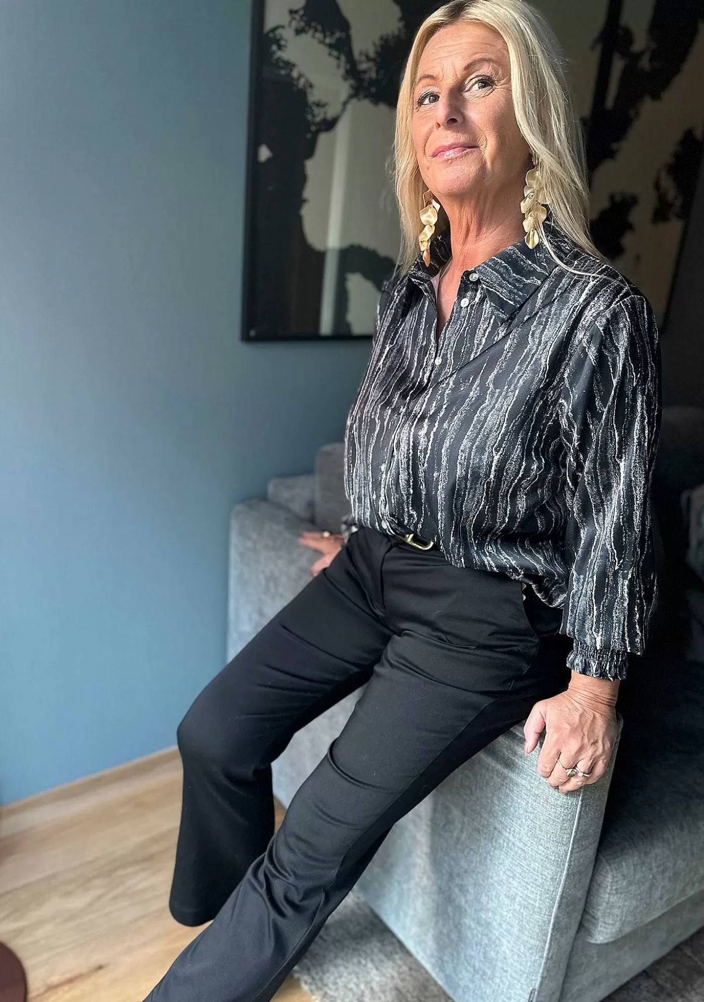 Hot Melba Printed Blus - Flowing Stripe Kvinnor Blusar Och Skjortor