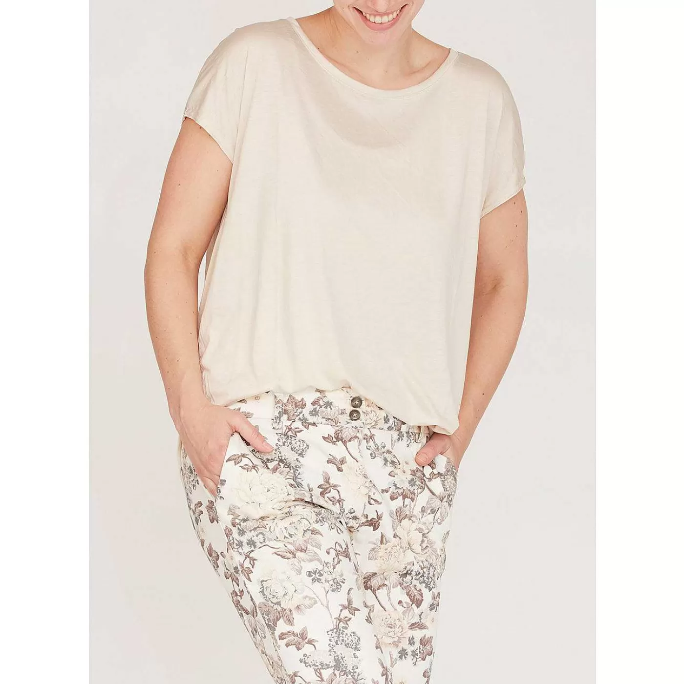 Clearance Nugga Viscose T-Shirt - Sand Kvinnor Nugga