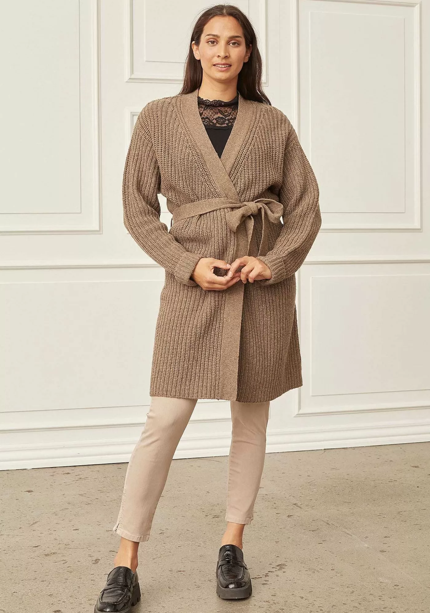 Outlet Ova Knit Cardigan - Mole Melange Kvinnor Stickat