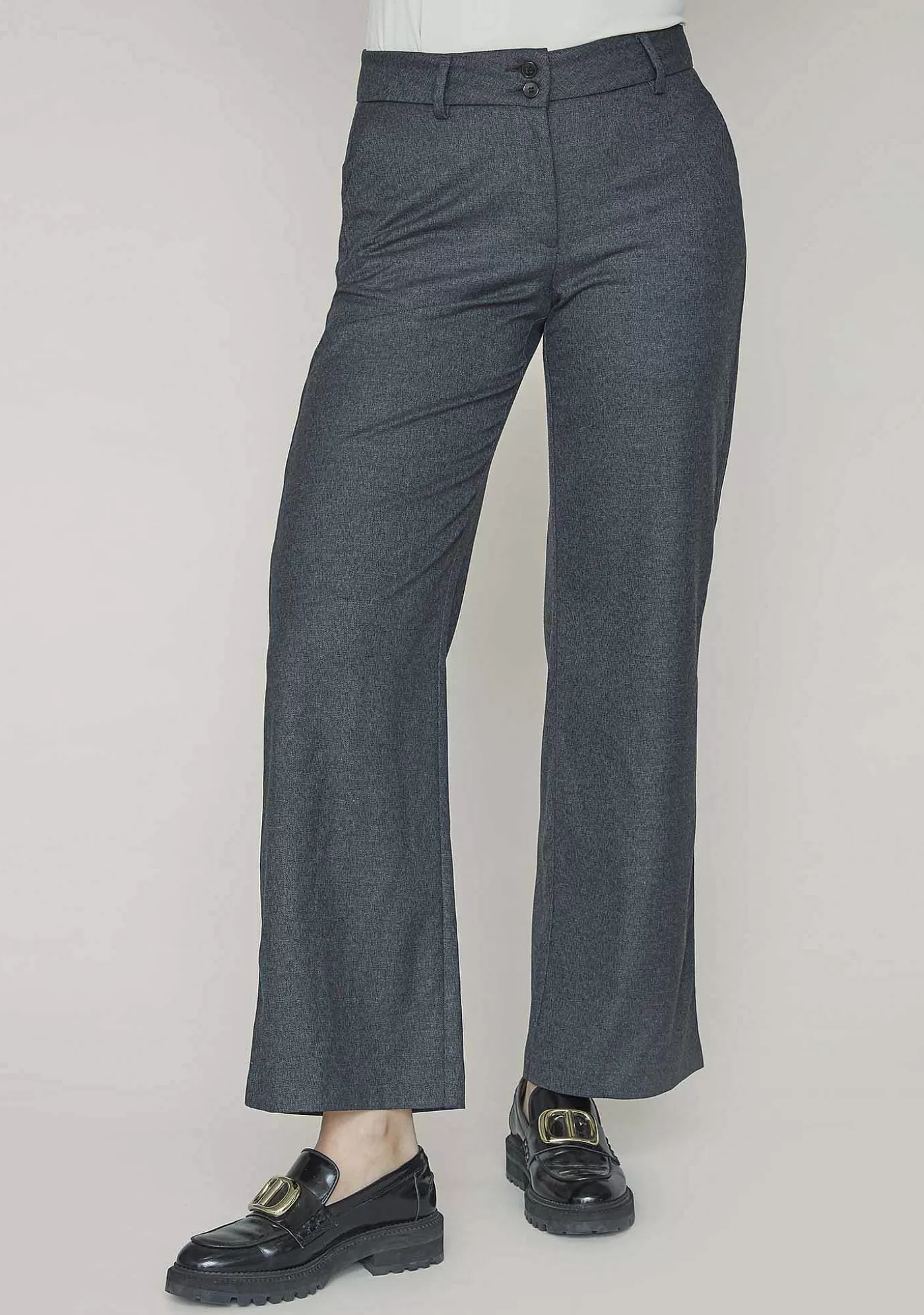 Best Rimini Long Pant - Morkgra Melange Kvinnor Byxor
