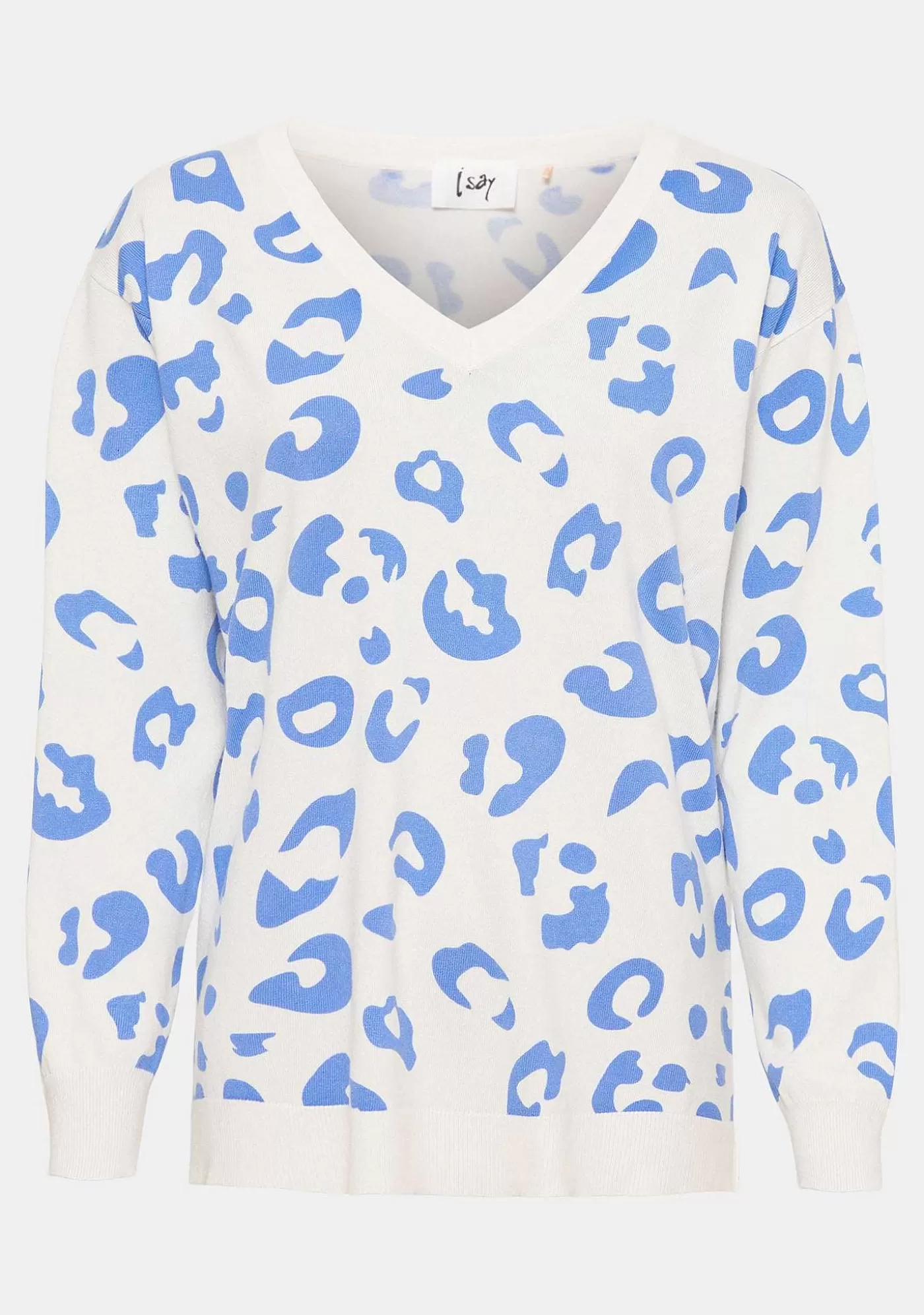 New Rubi Printed Pullover - Spring Blue Print Kvinnor Stickat