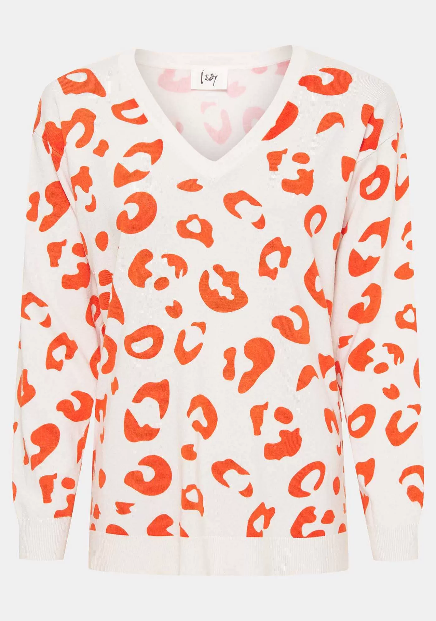 Hot Rubi Printed Pullover - Varmt Orange Tryck Kvinnor Stickat