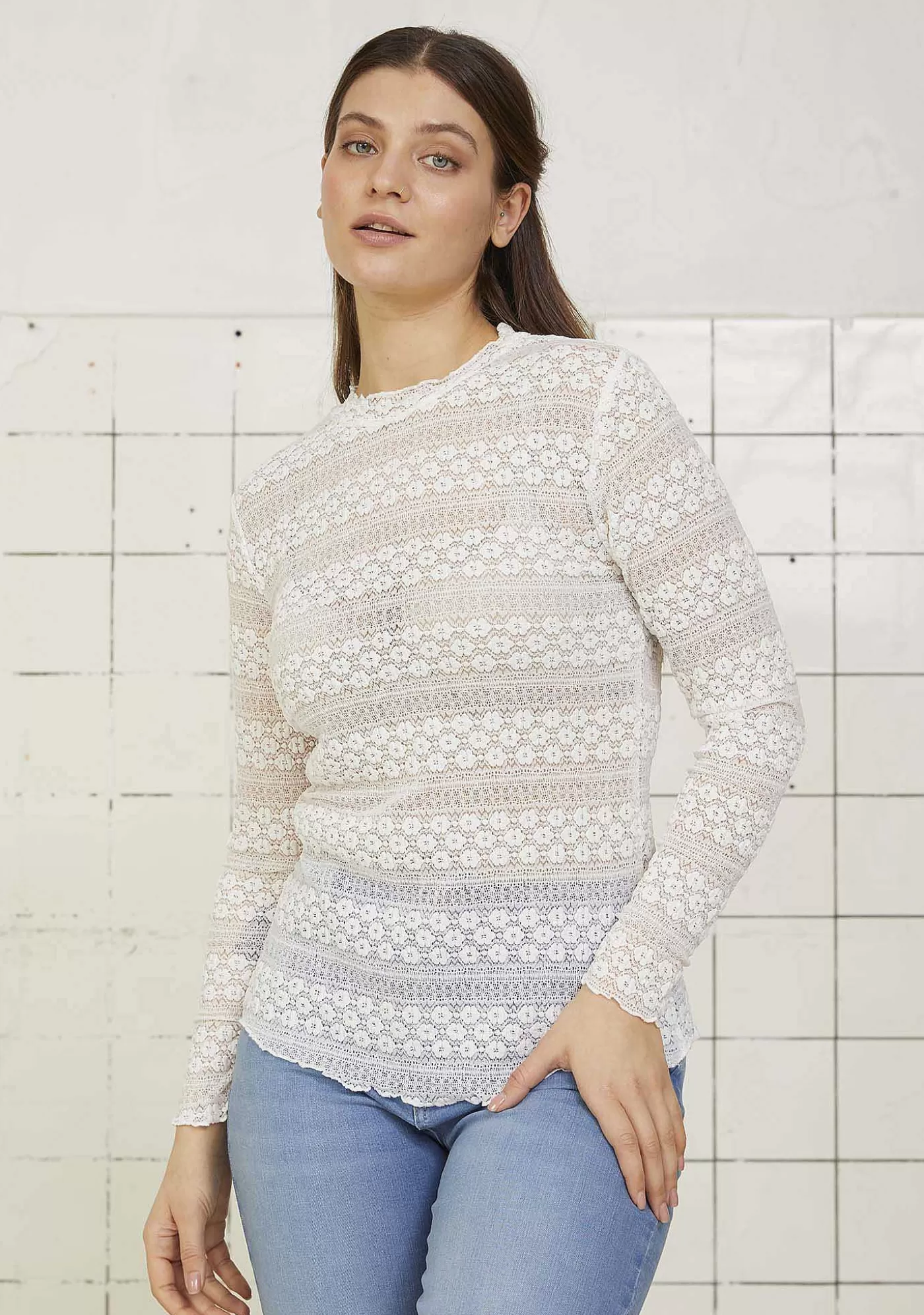 Clearance Tibbe Spetsblus - Broken White Kvinnor Blusar Och Skjortor