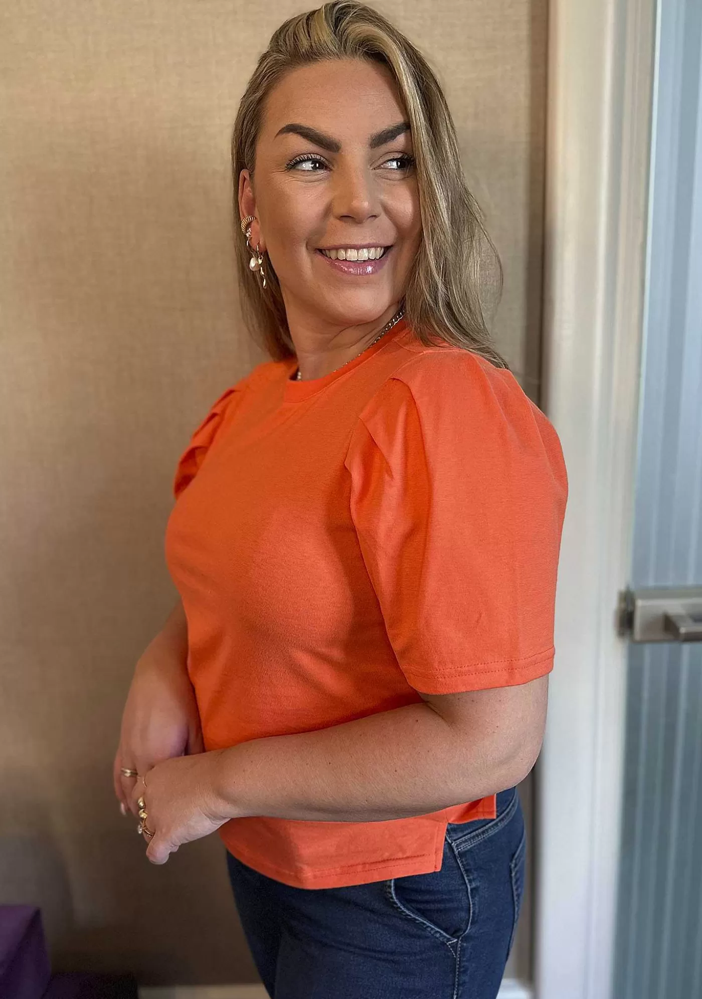Hot Tinni S/S T-Shirt - Varm Orange Kvinnor Tinni